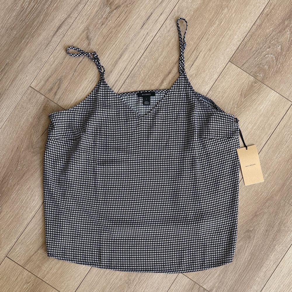 Halogen Black and White Houndstooth Spaghetti Strap Cami